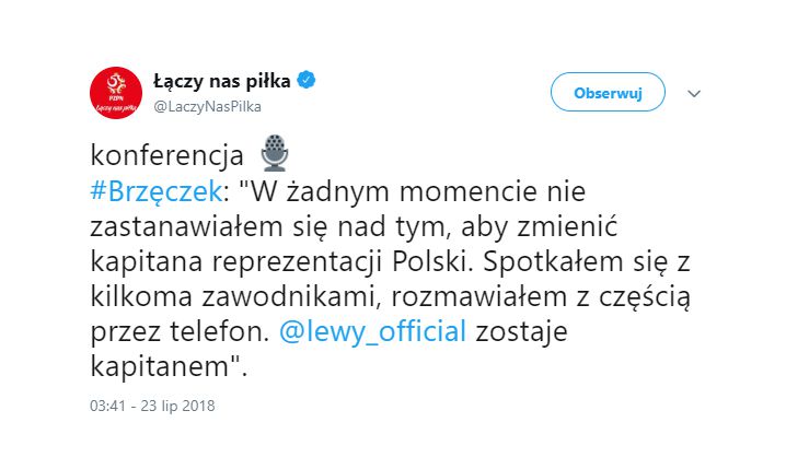 Jerzy Brzęczek zdradził, kto będzie kapitanem reprezentacji!